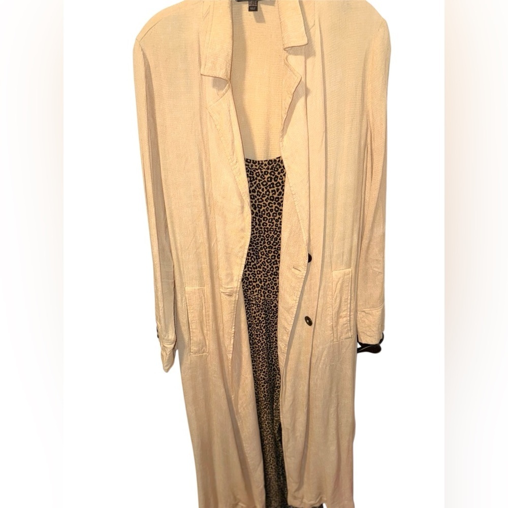 ZARA TRF OUTERWEAR LONG SLEEVE DUSTER TAN/BEIGE SIZE SMALL/ MEDIUM - Picture 14 of 16